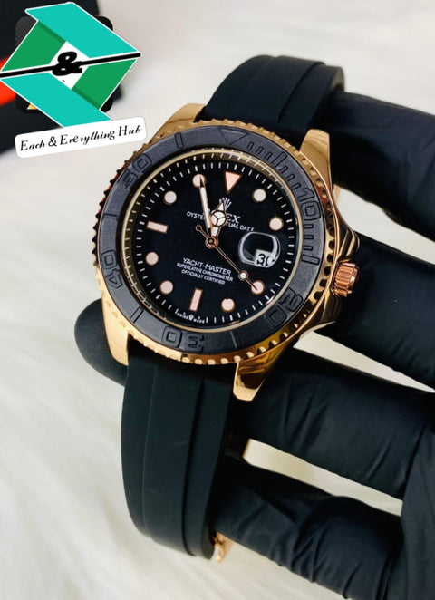 Rolex Yacht Master Men’s Watch – Datejust | Rubber Strap | Heavy Lock | 3 Colors
