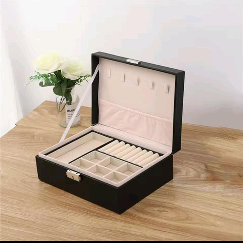 Double Layered Large Jewellery Storage Box – Elegant Organizer in Pink & Black | Limited Stock