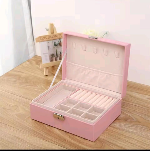 Double Layered Large Jewellery Storage Box – Elegant Organizer in Pink & Black | Limited Stock
