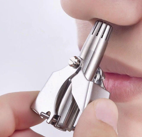 Stainless Steel Nose & Ear Hair Trimmer – Manual, Pain-Free, Battery-Free Grooming Tool for Men & Women